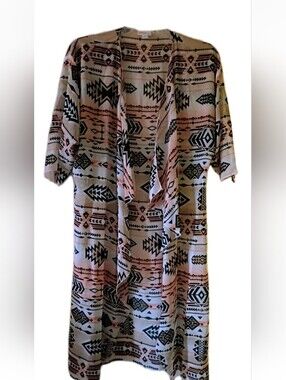 LuLaRoe Black and Dusty Pink Tribal Cardigan Light Weight